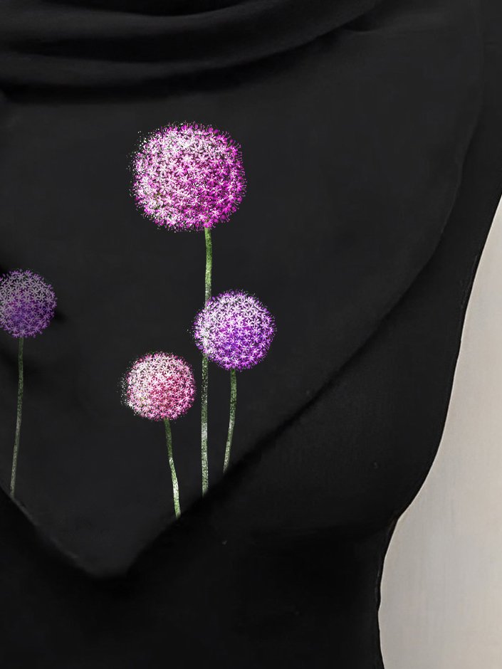 Women's Vintage Dandelion Print Triangle Scarf Casual Mature