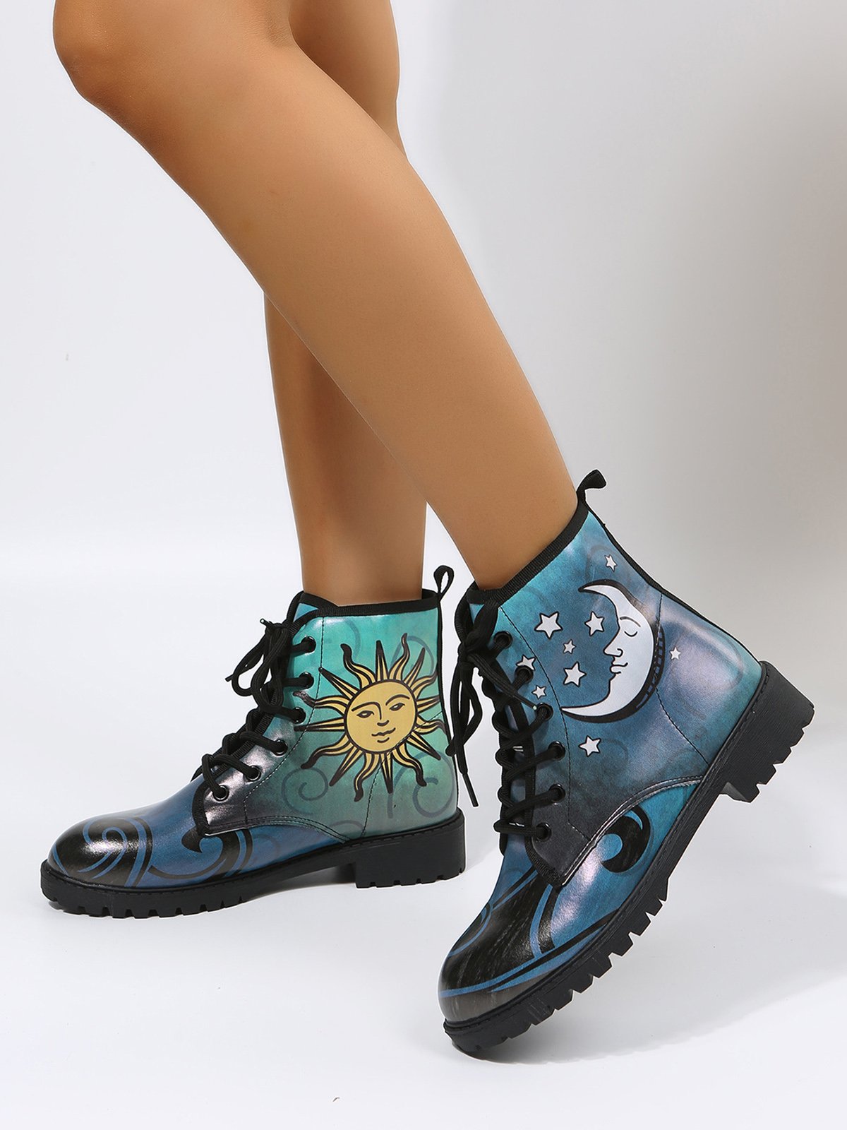 Sun and Luna Abstract Graphic Booties