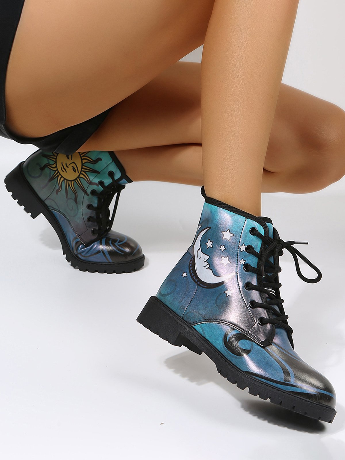 Sun and Luna Abstract Graphic Booties