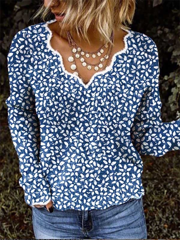 Floral V neck Casual Jumper