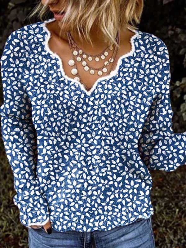 Floral V neck Casual Jumper