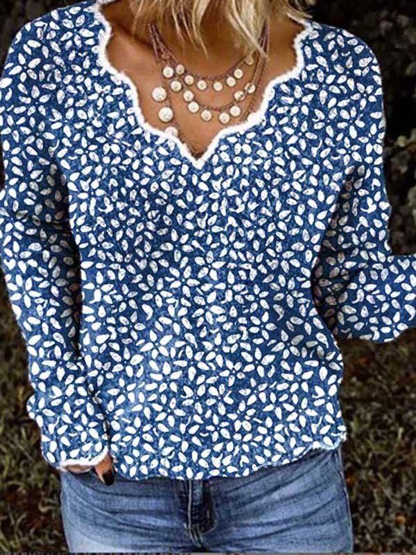 Floral V neck Casual Jumper
