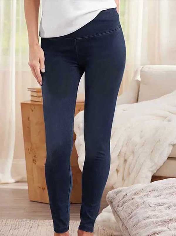 Casual Plain Autumn Natural Lightweight High Elasticity Tight Long Regular Size Jeans for Women