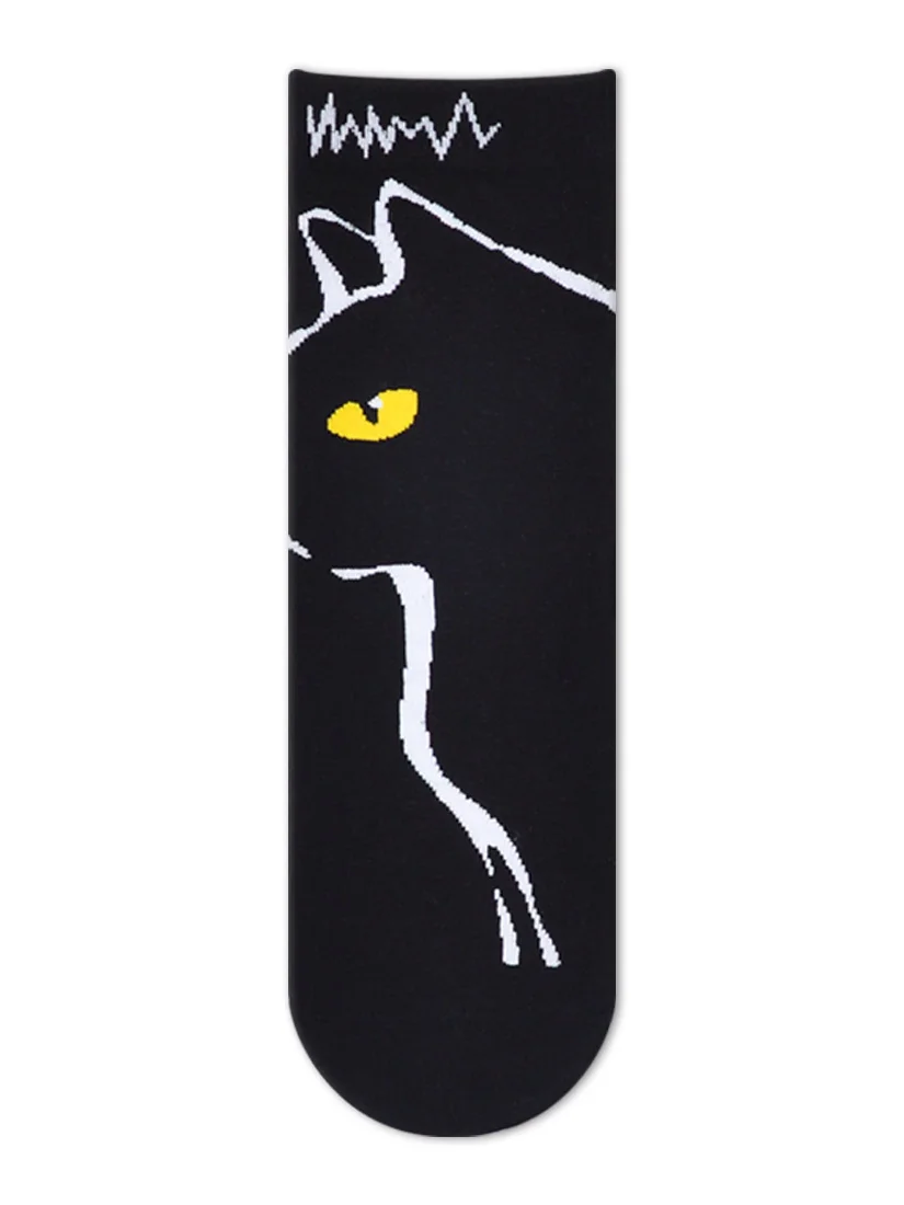 Casual Simple Black Cat Pattern Socks
