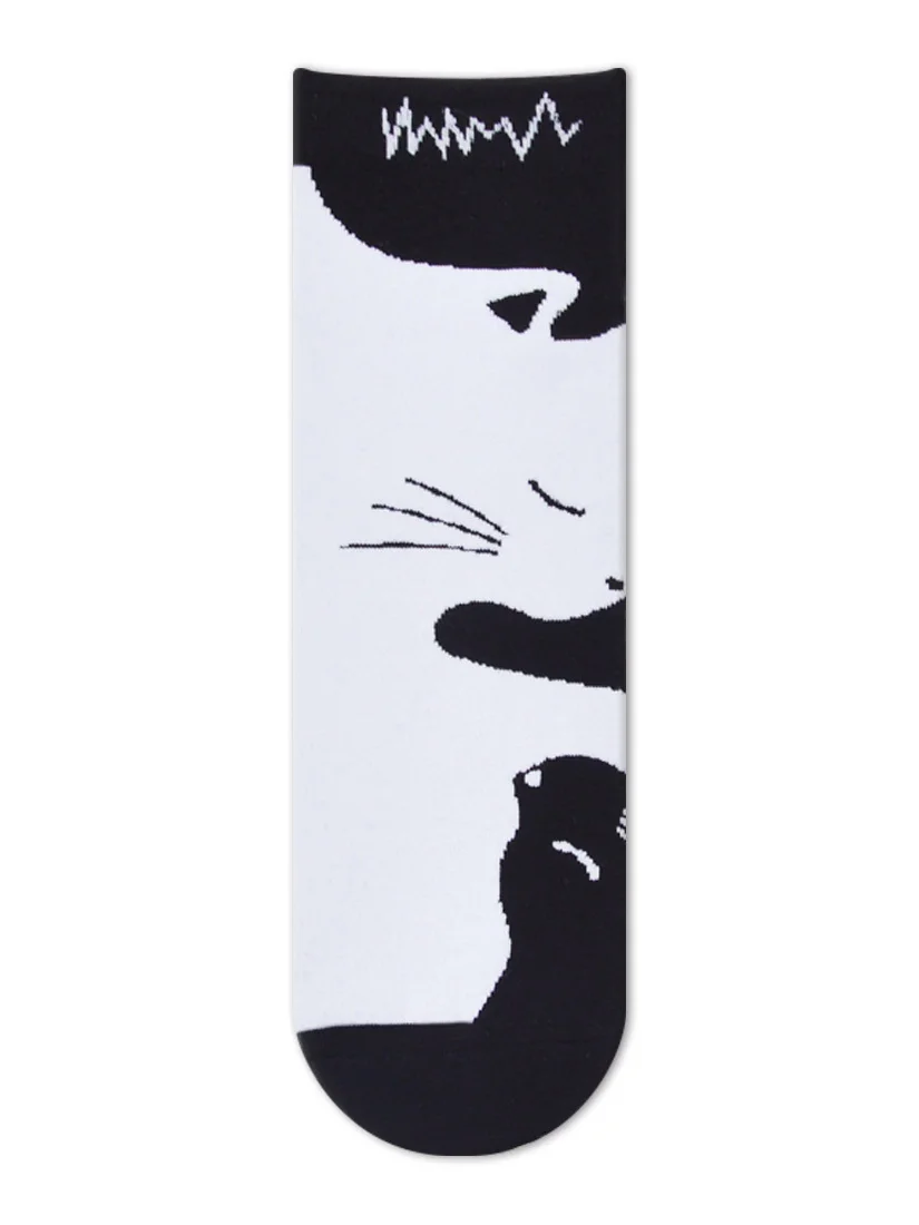 Casual Simple Black Cat Pattern Socks