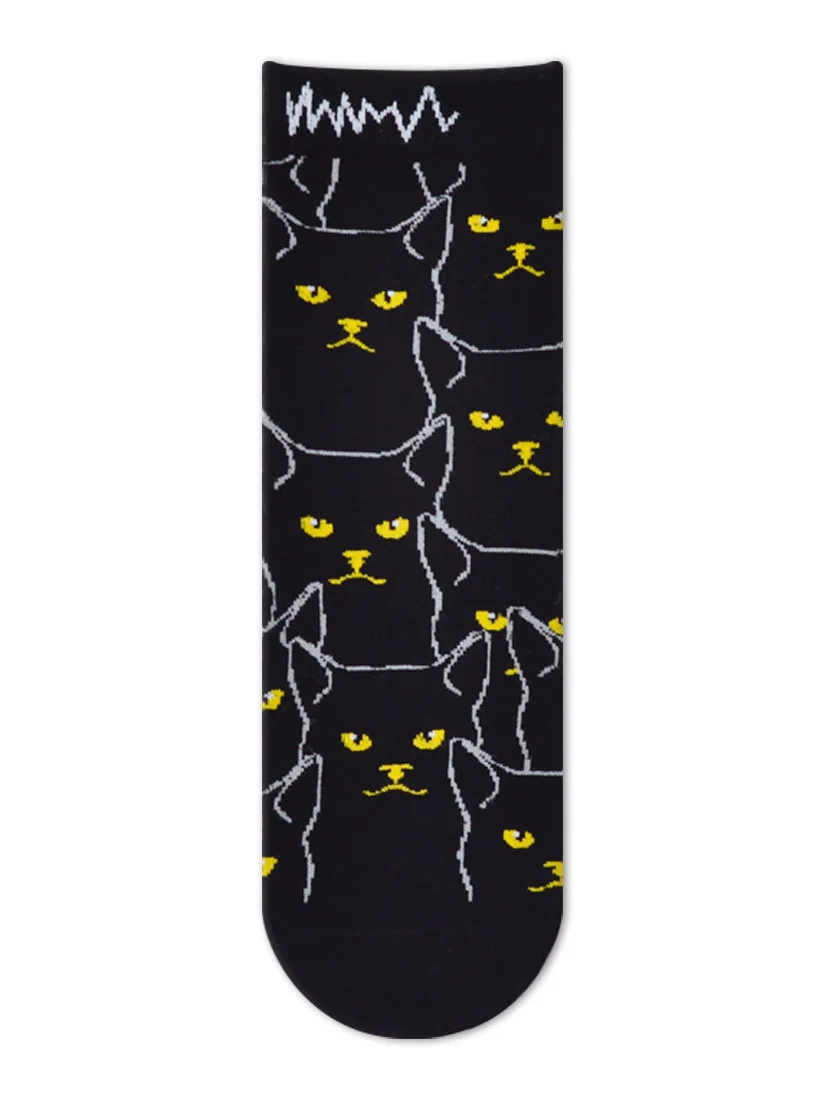 Casual Simple Black Cat Pattern Socks