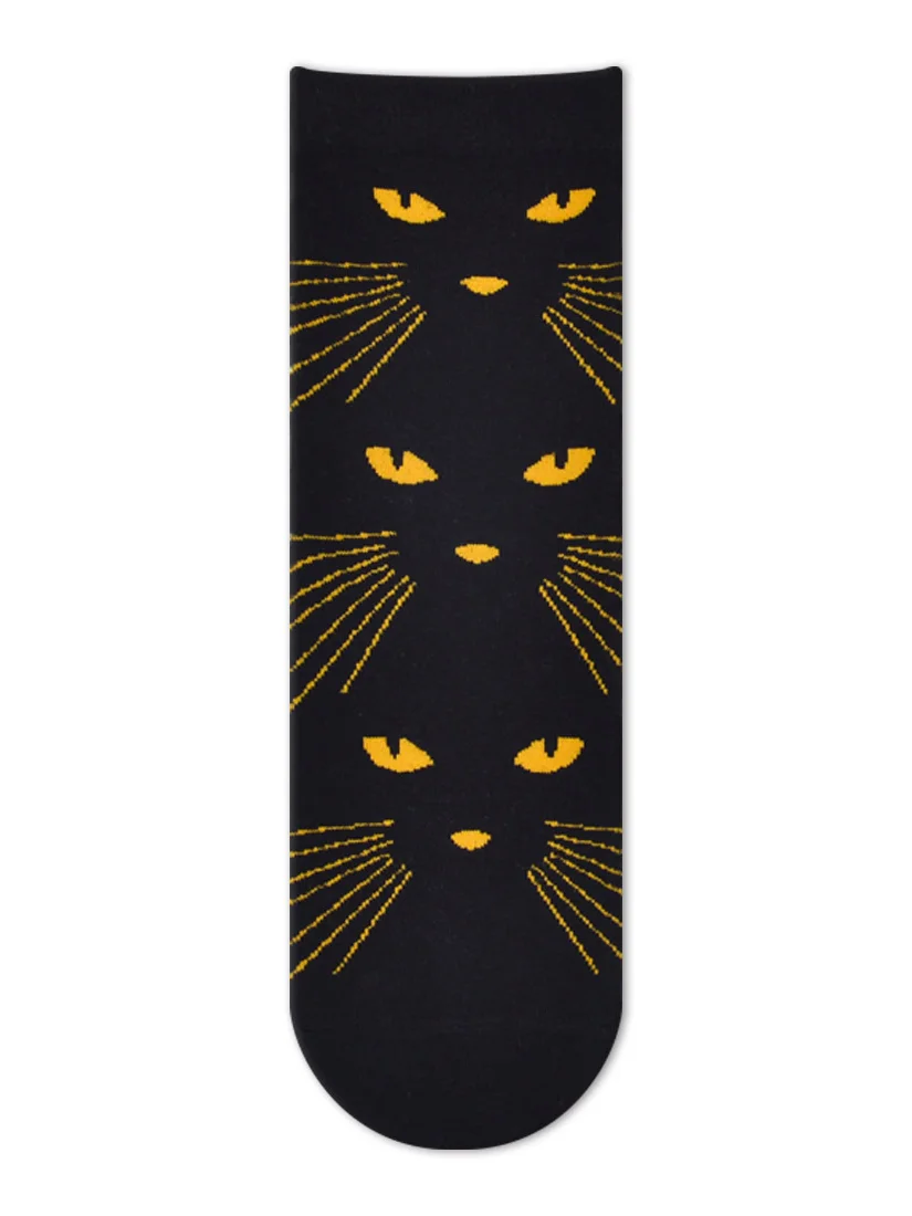 Casual Simple Black Cat Pattern Socks