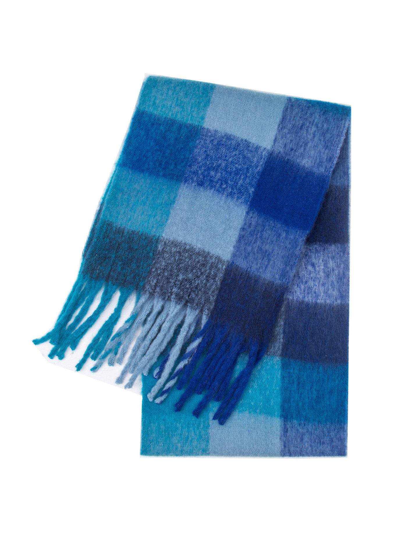 Casual Gradient Check Pattern Long Wool Scarf Everyday Clothes Matching