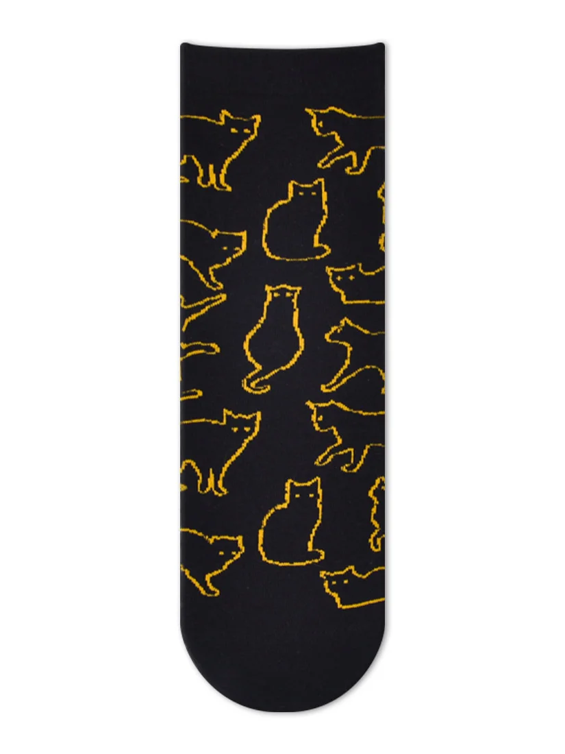 Casual Simple Black Cat Pattern Socks