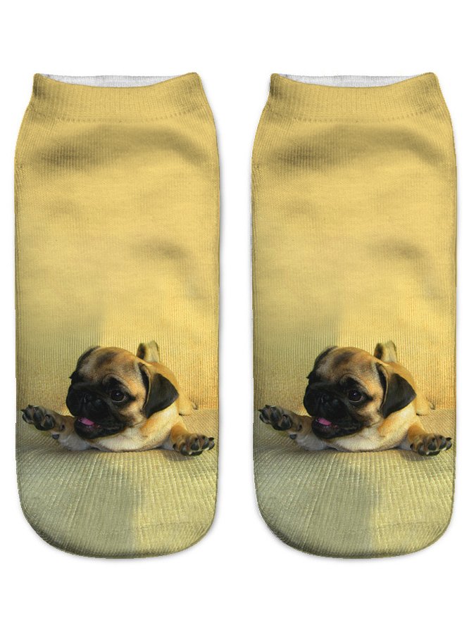 Casual 3D Printing Gradient Color Dog Pattern Socks Everyday Home