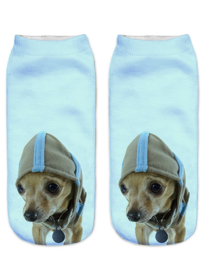 Casual 3D Printing Gradient Color Dog Pattern Socks Everyday Home