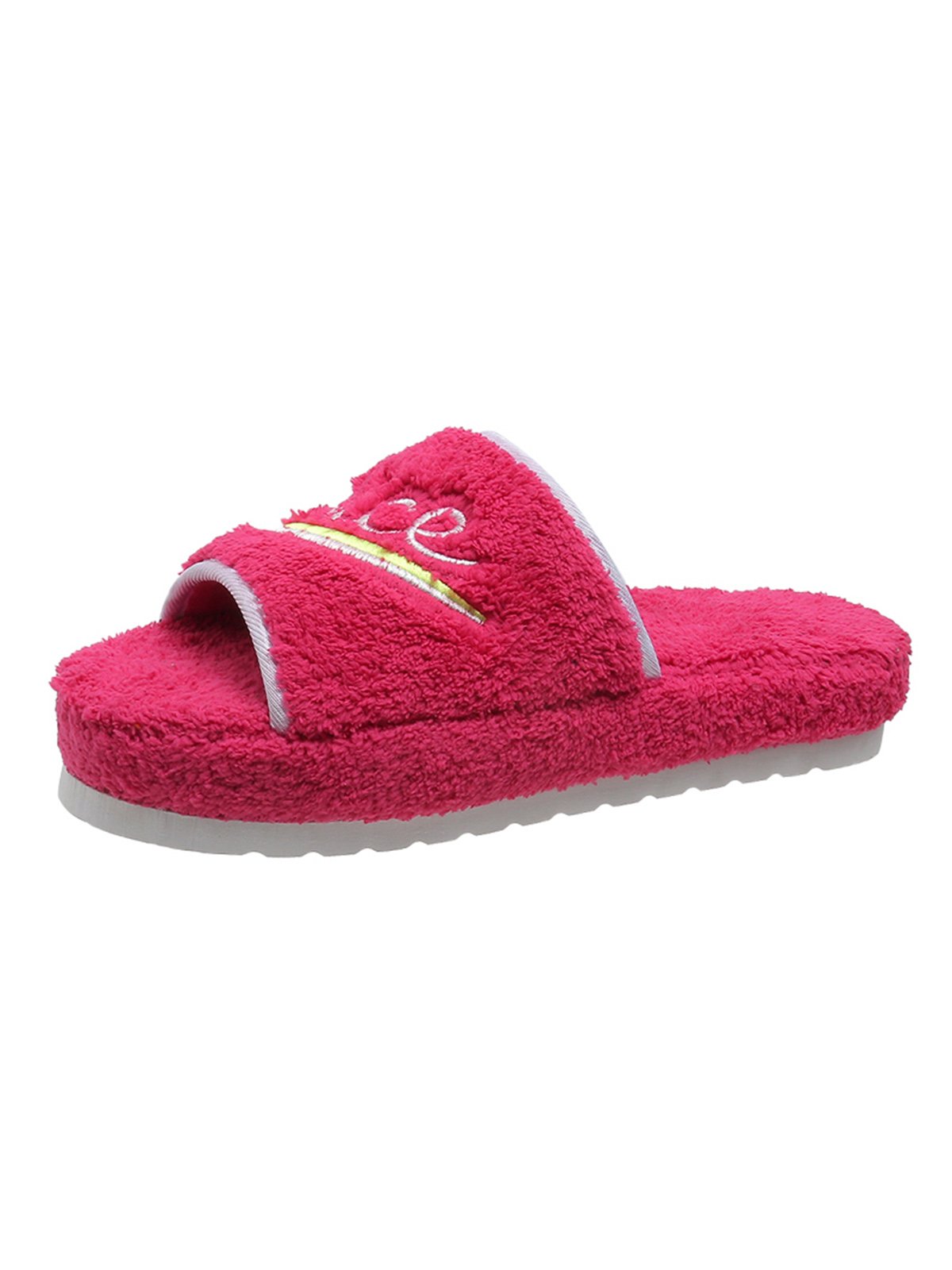 Alphabet NICE Embroidered Furry Slippers