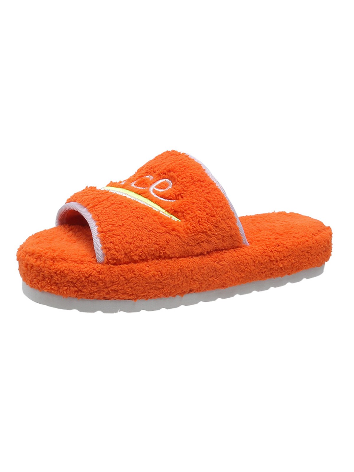 Alphabet NICE Embroidered Furry Slippers