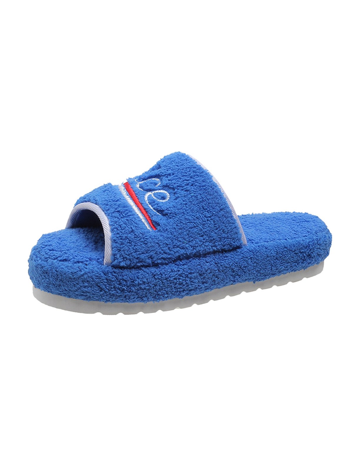 Alphabet NICE Embroidered Furry Slippers