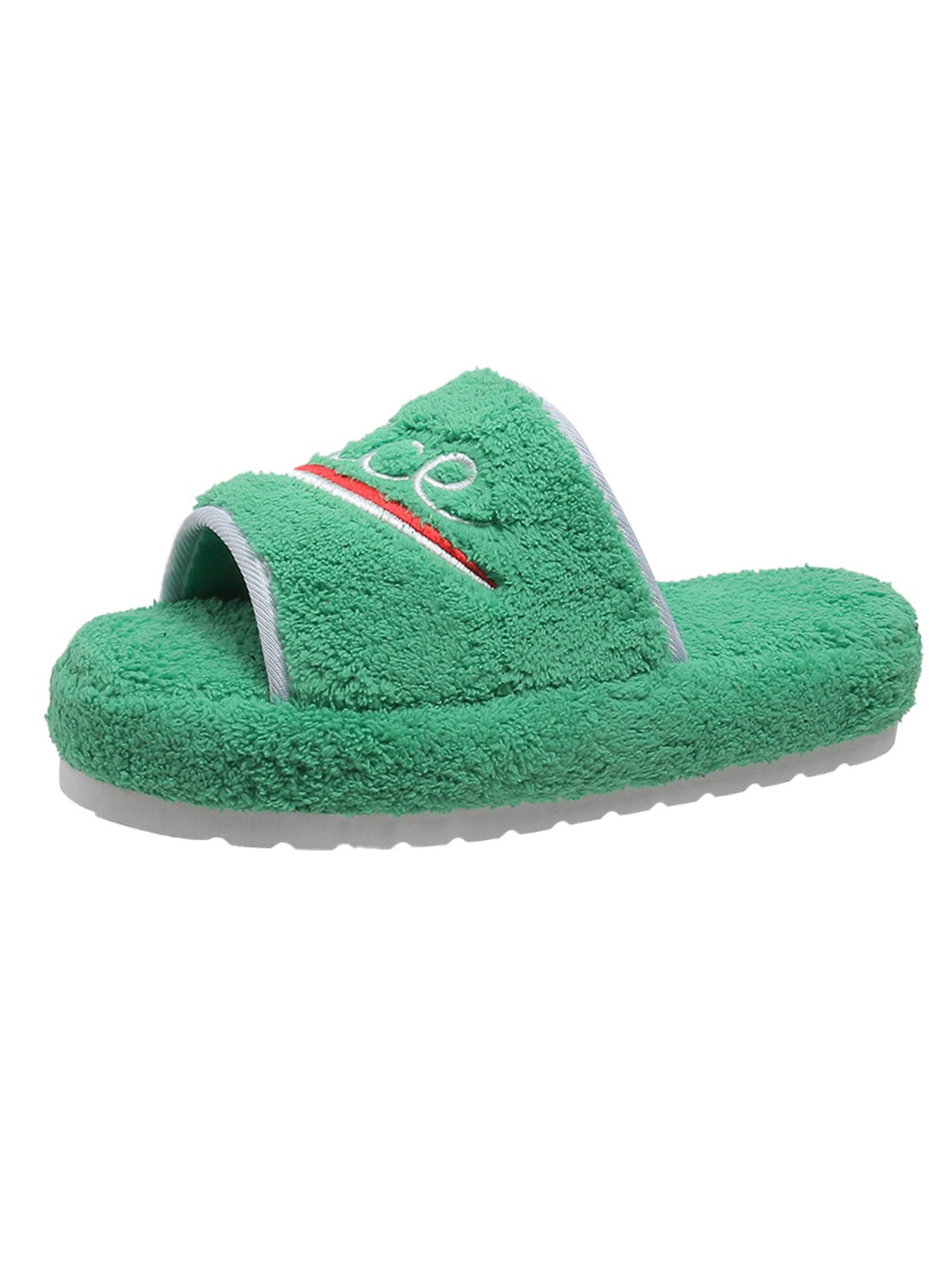 Alphabet NICE Embroidered Furry Slippers