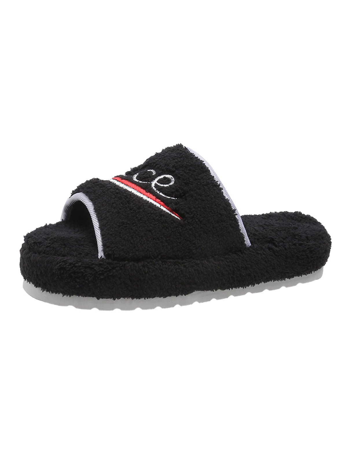 Alphabet NICE Embroidered Furry Slippers