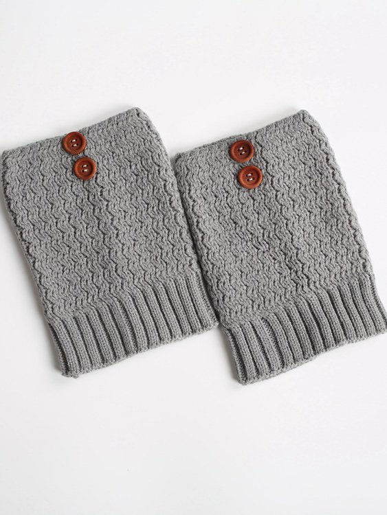 Vintage Knit Boot Sleeves Wool Leggings Cropped Button Socks