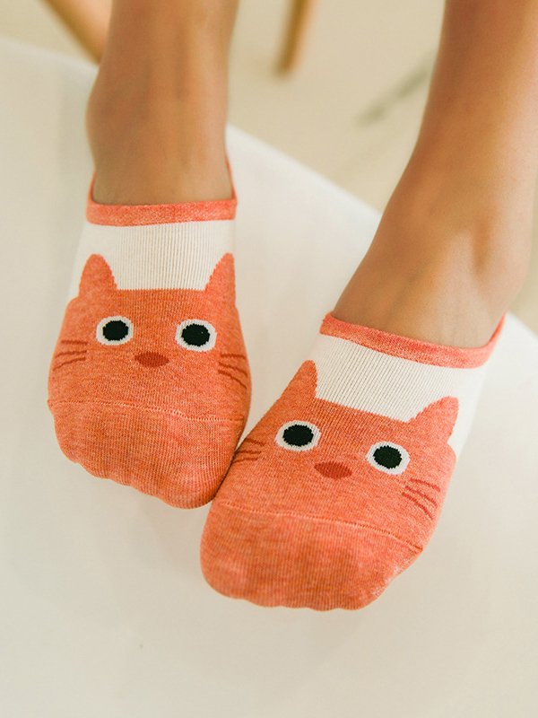 Casual Cotton Cat Pattern Socks Daily Commuter Clothes