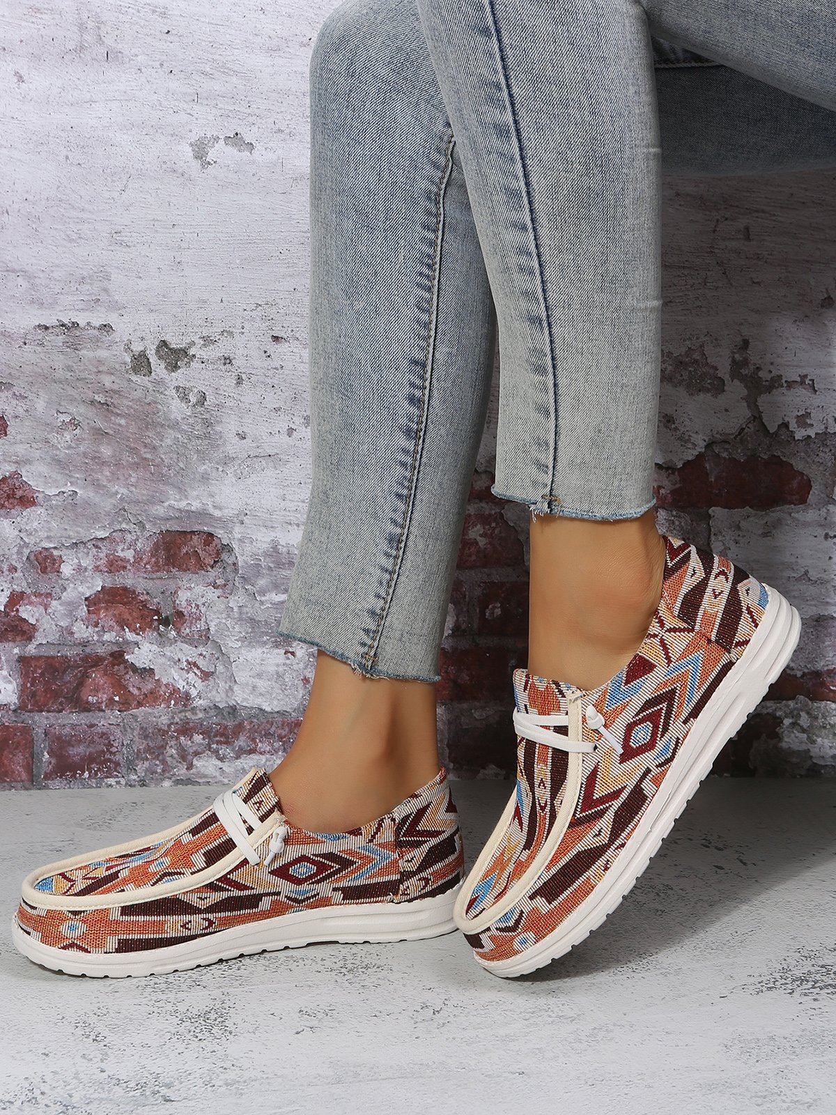 Boho Canvas Ethnic Flats