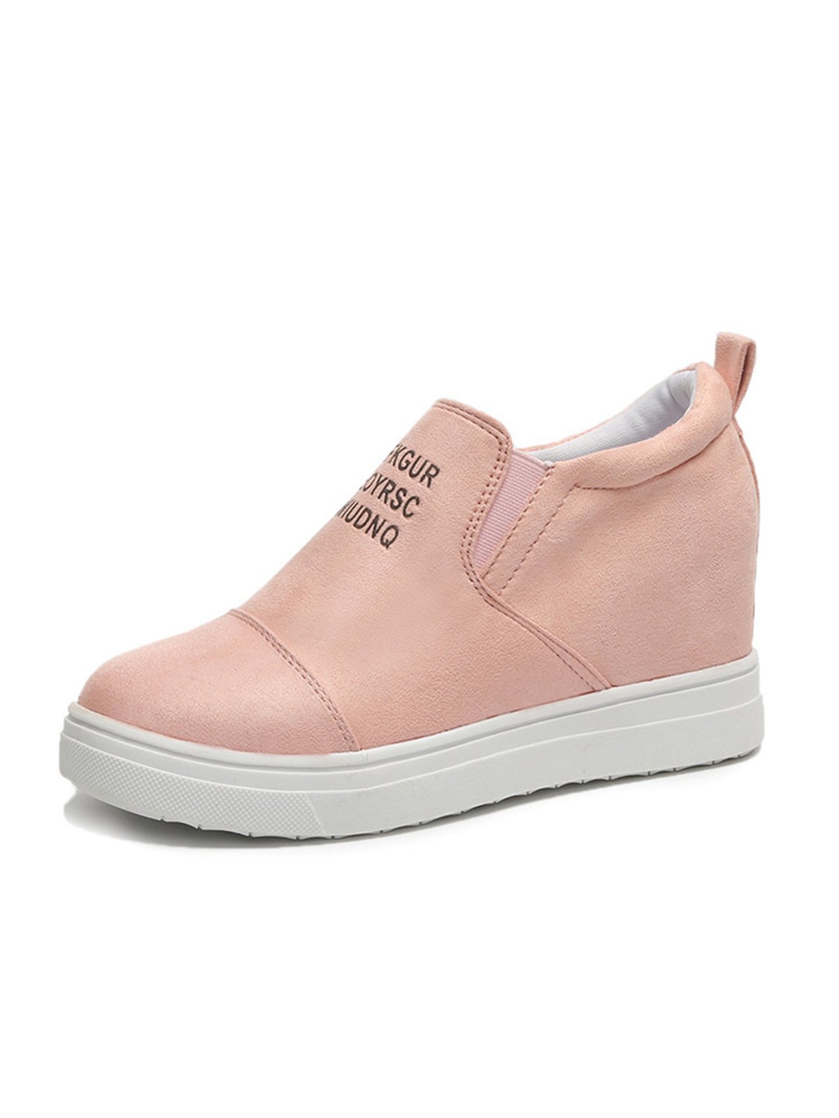 Letter Stitching Inner Heightening Round Toe Wedges
