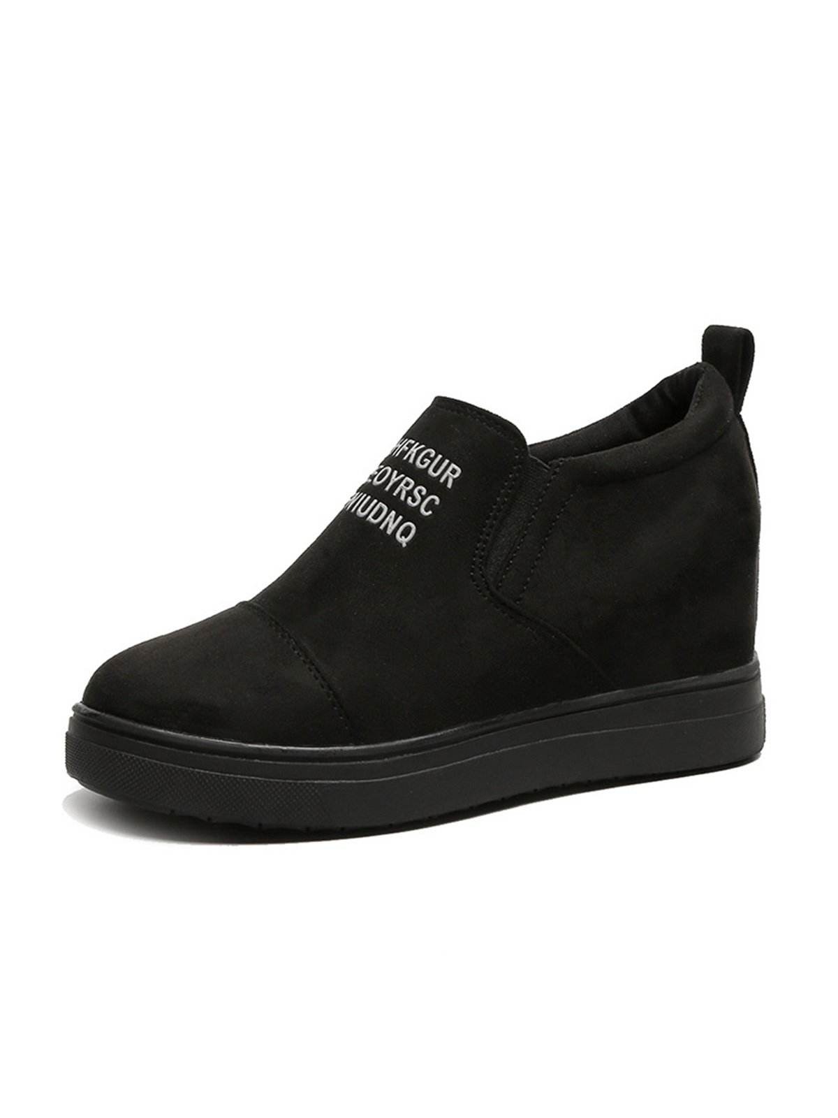 Letter Stitching Inner Heightening Round Toe Wedges