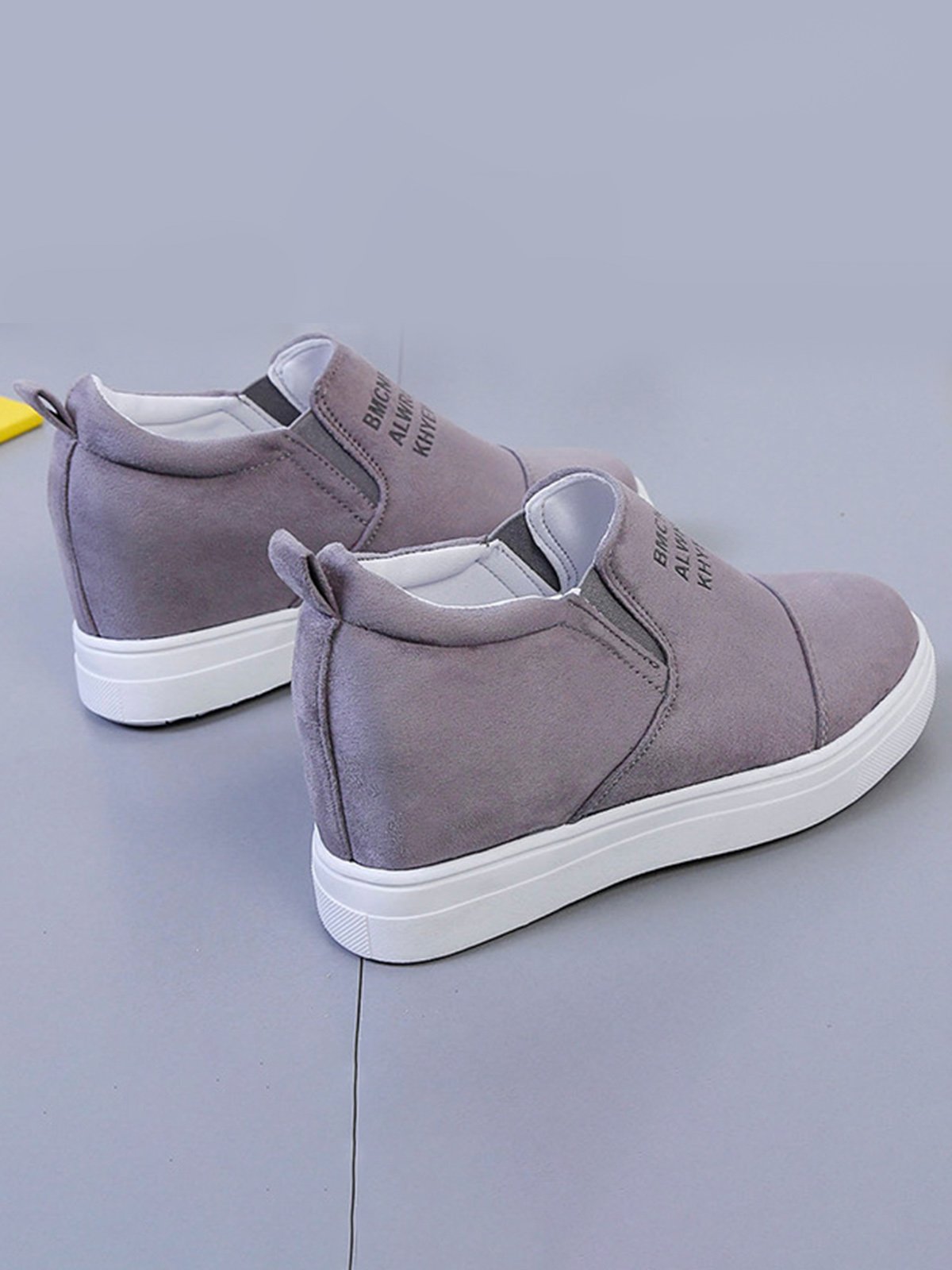 Letter Stitching Inner Heightening Round Toe Wedges