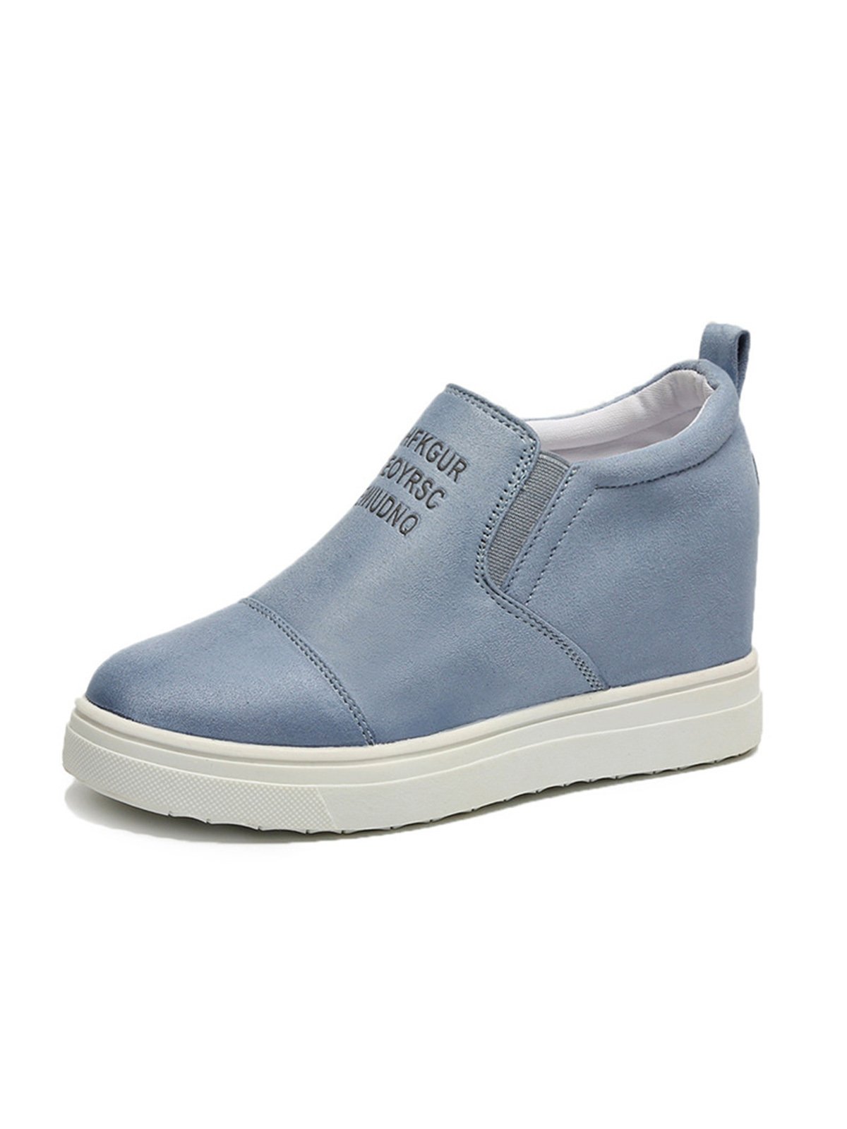 Letter Stitching Inner Heightening Round Toe Wedges