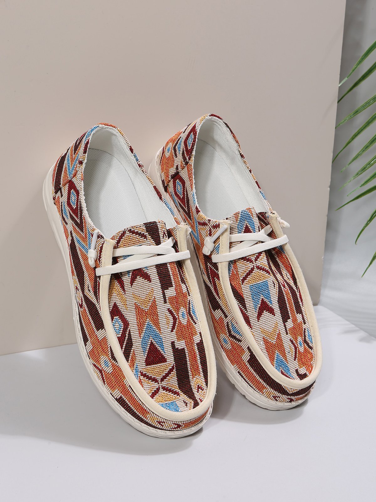 Boho Canvas Ethnic Flats