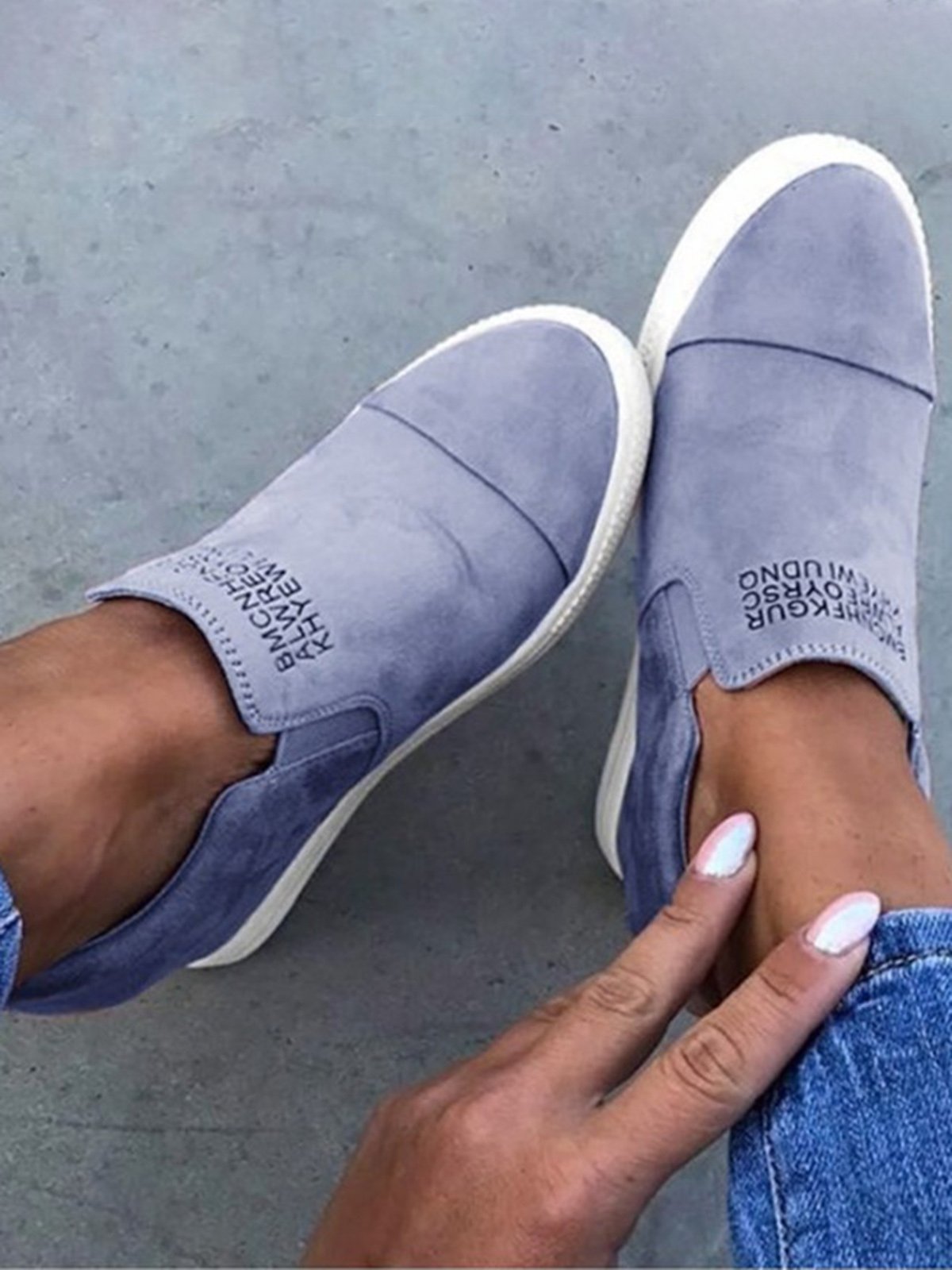 Letter Stitching Inner Heightening Round Toe Wedges