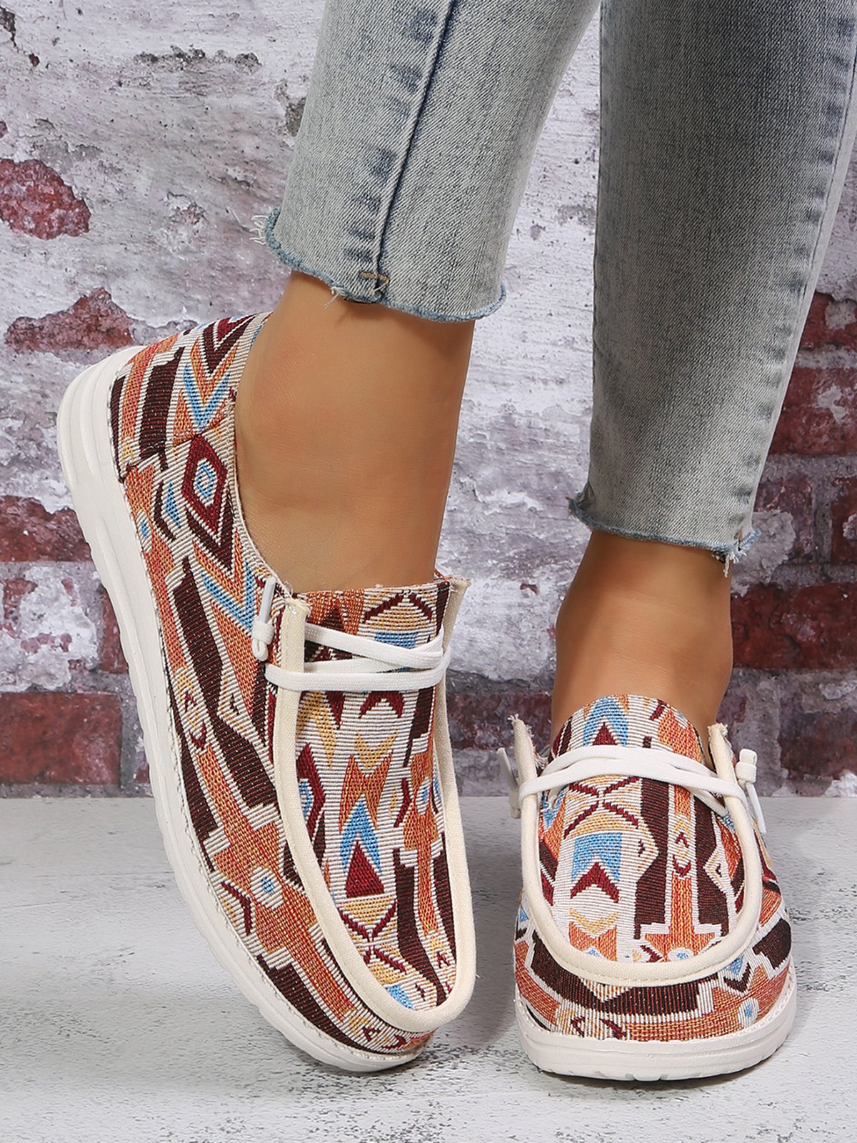 Boho Canvas Ethnic Flats