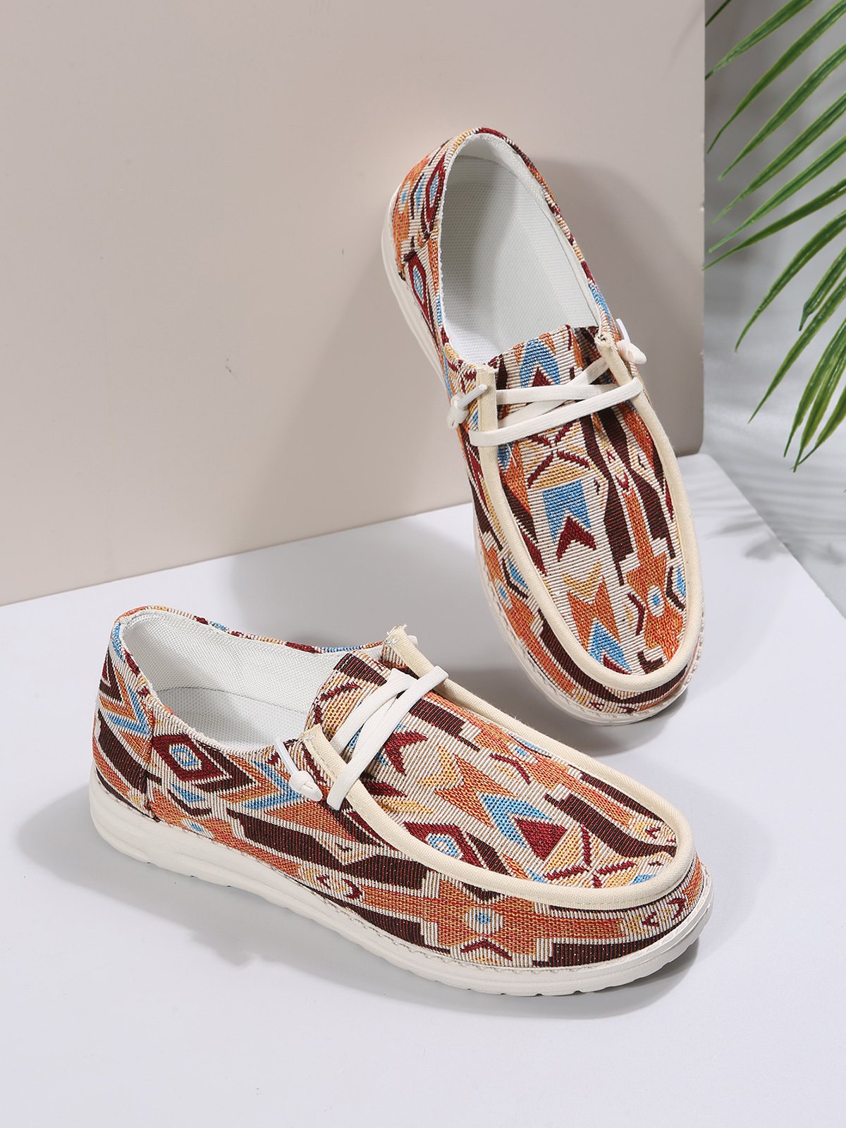 Boho Canvas Ethnic Flats