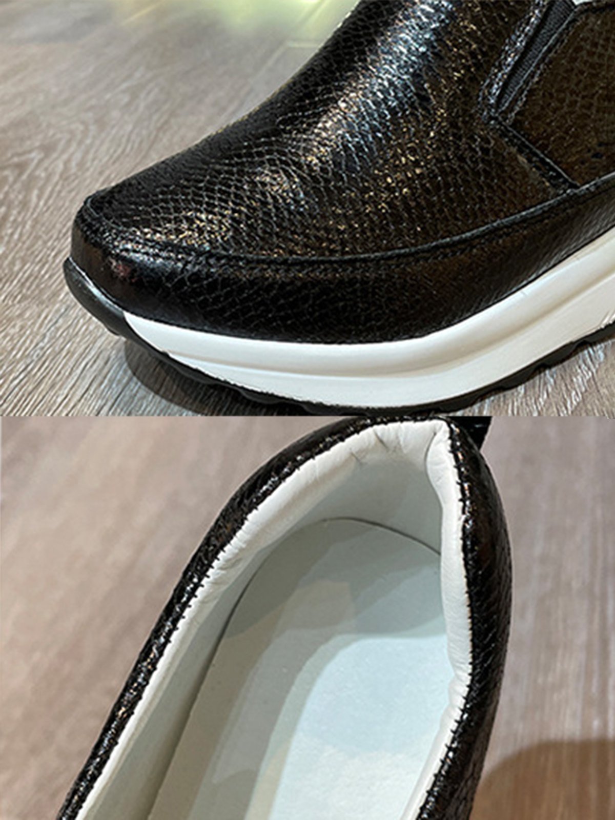 Glossy Slip-on Slip-on Inner Heightening Platform Wedge Sneakers