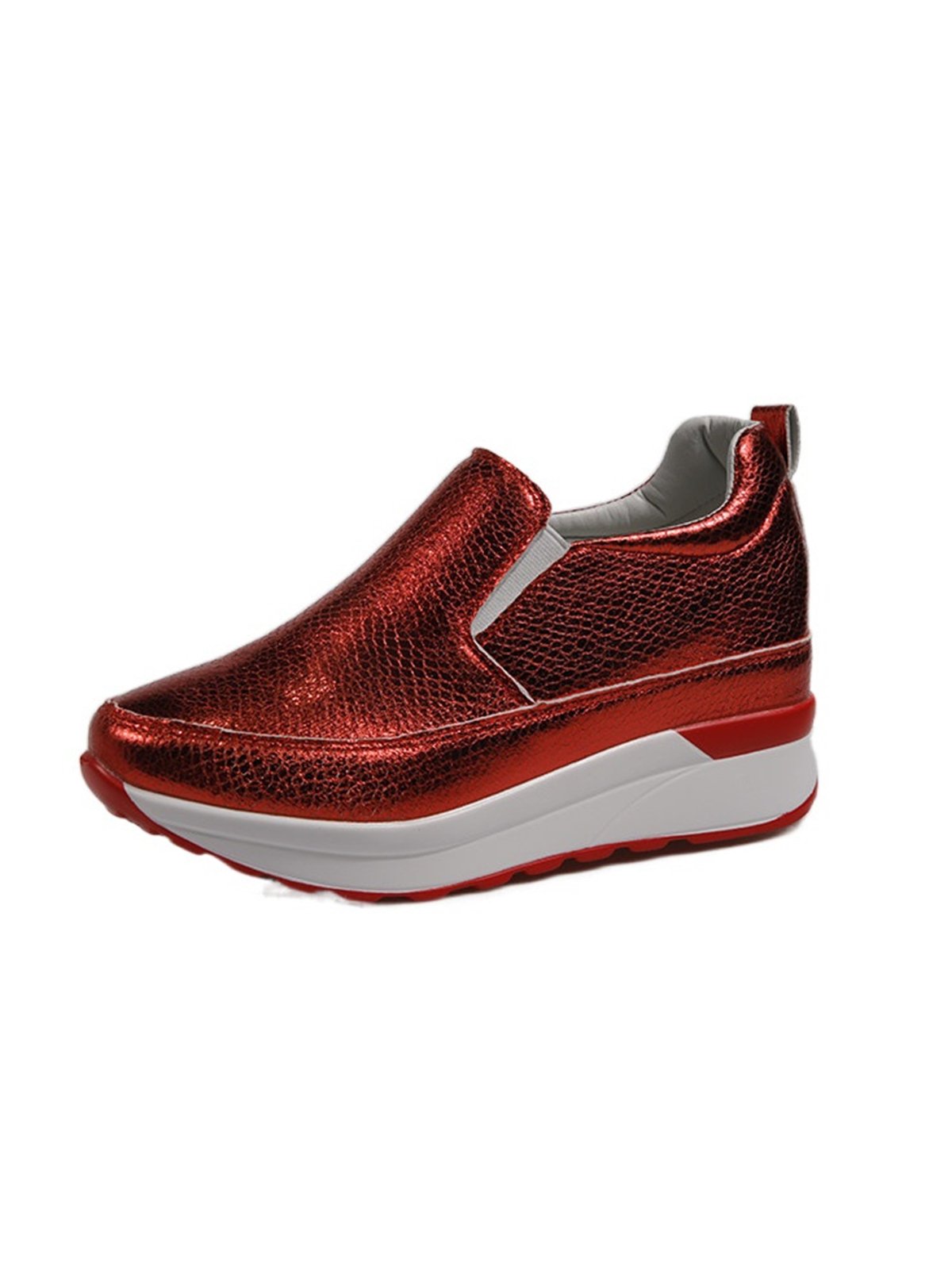 Glossy Slip-on Slip-on Inner Heightening Platform Wedge Sneakers