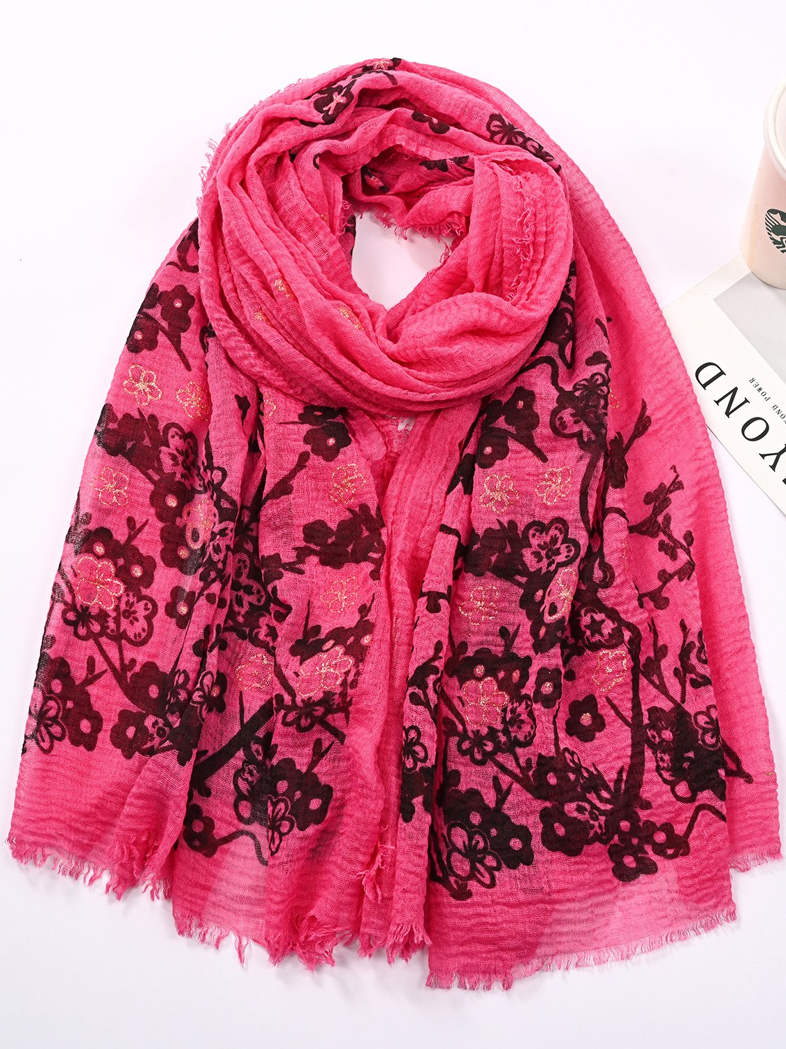 Ethnic Vintage Cotton Linen Floral Pattern Scarf Silk Scarf Shawl