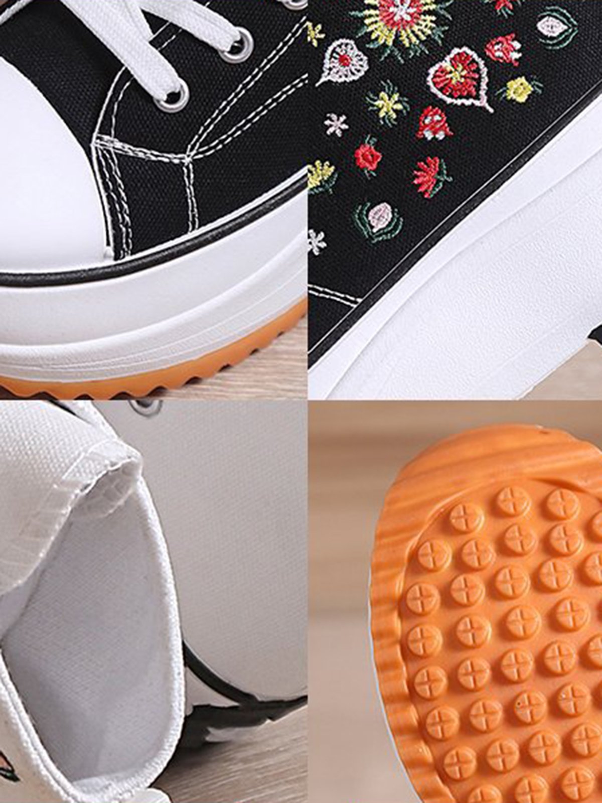 Ethnic Embroidered Floral High-Top Platform Espadrilles