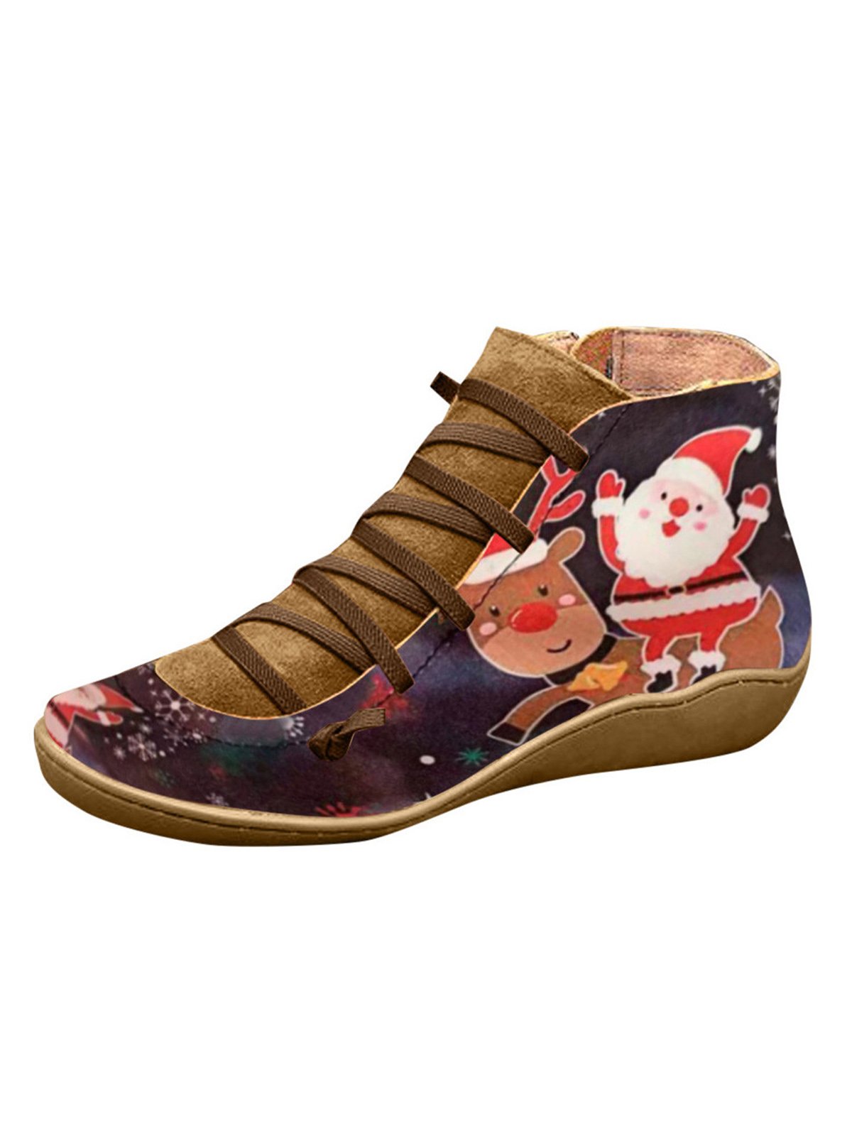 Christmas Comfort Soft Lightweight Short Lace-Up Boots