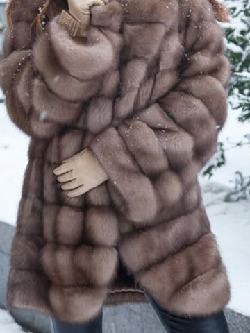 Casual Plain Shawl Collar Long sleeve Teddy Jacket