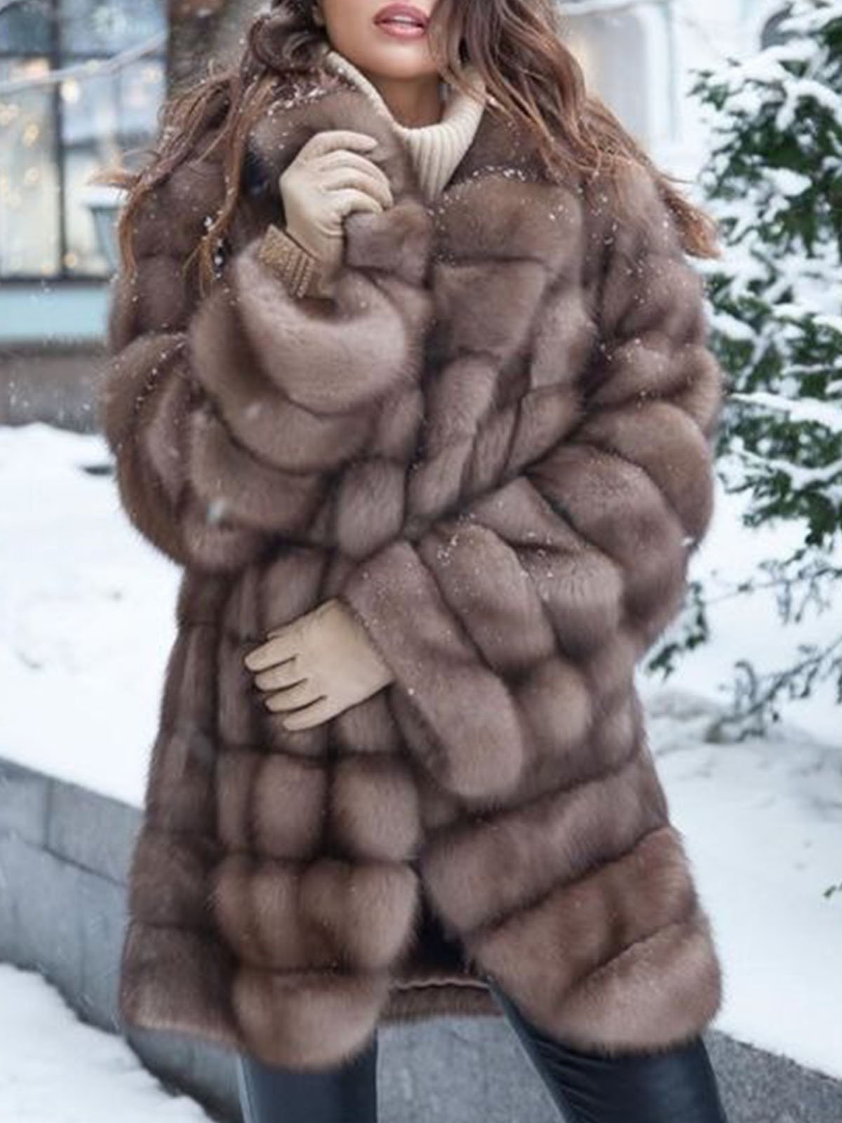 Casual Plain Shawl Collar Long sleeve Teddy Jacket