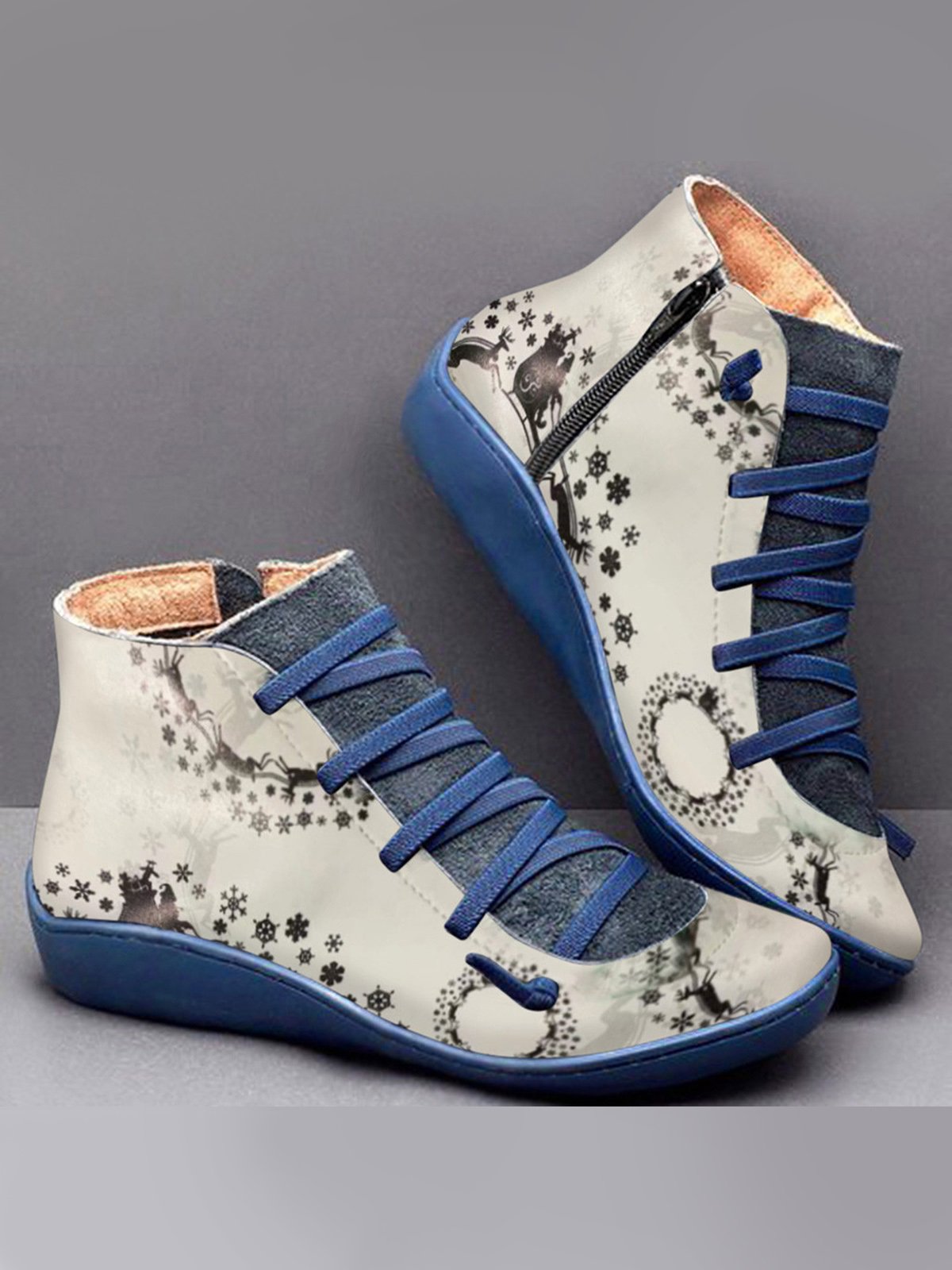 Christmas Comfort Soft Lightweight Short Lace-Up Boots