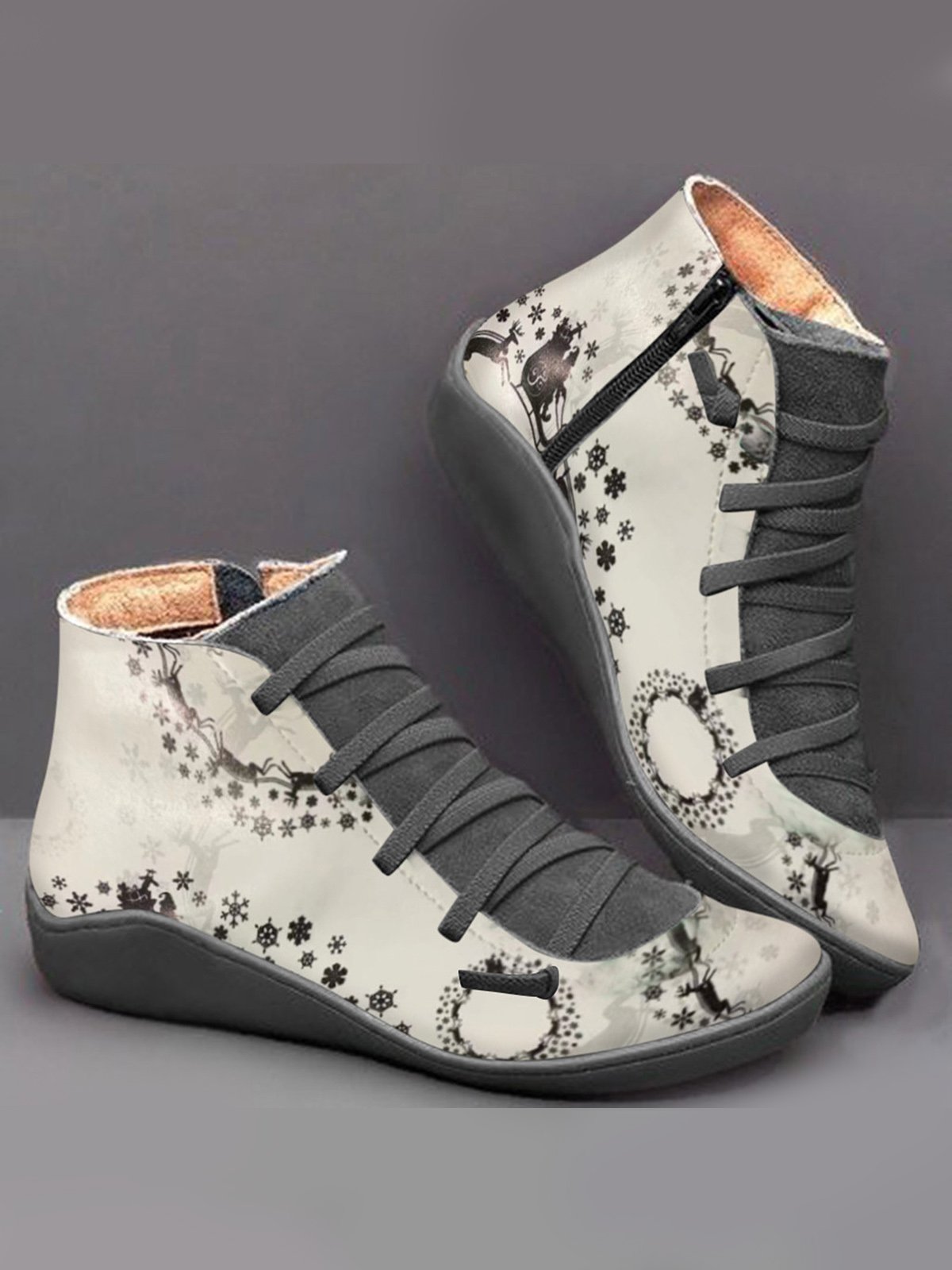 Christmas Comfort Soft Lightweight Short Lace-Up Boots