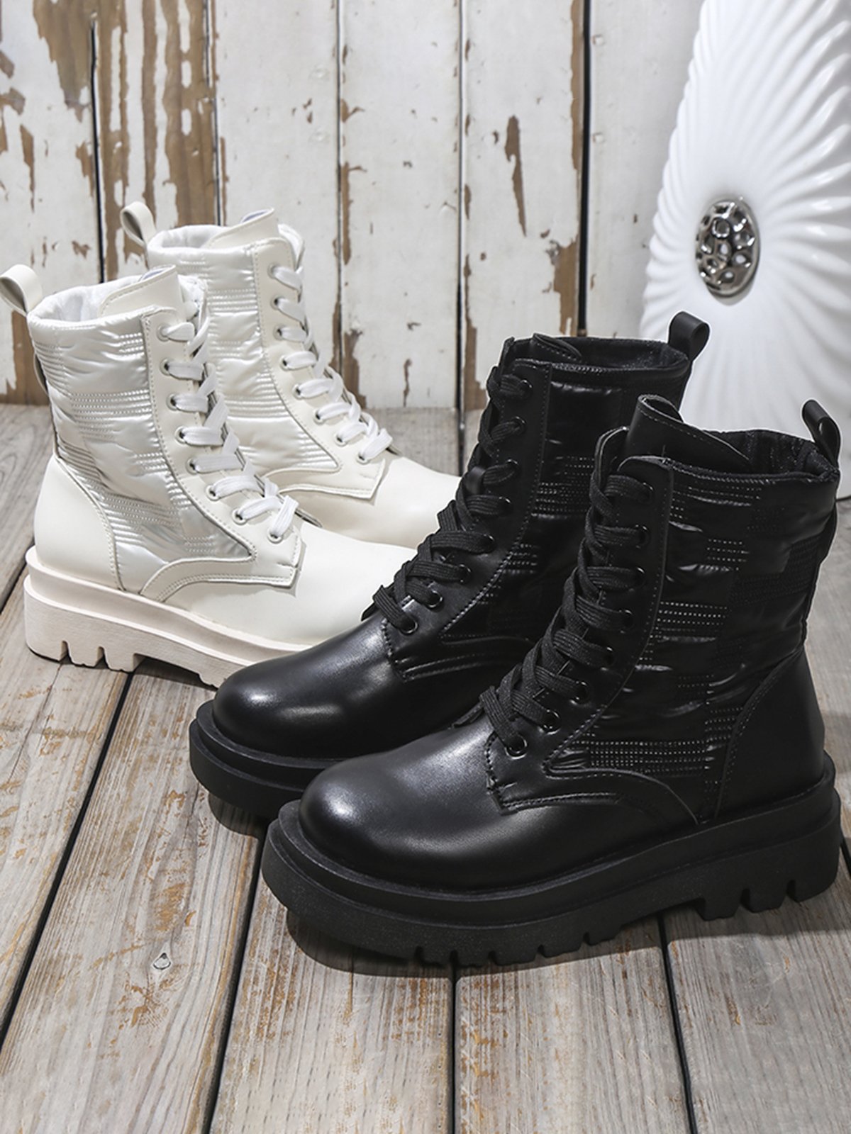 Down Panel Thermal Biker Boots