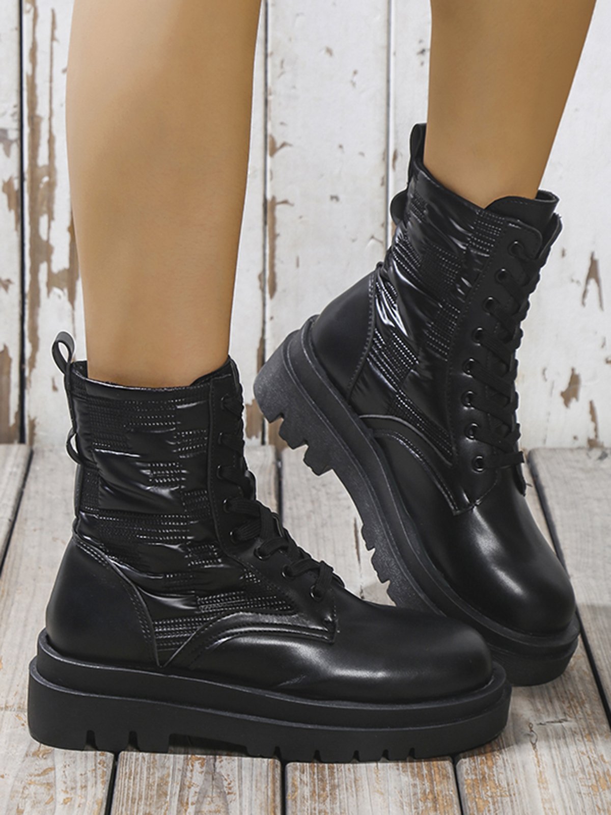 Down Panel Thermal Biker Boots