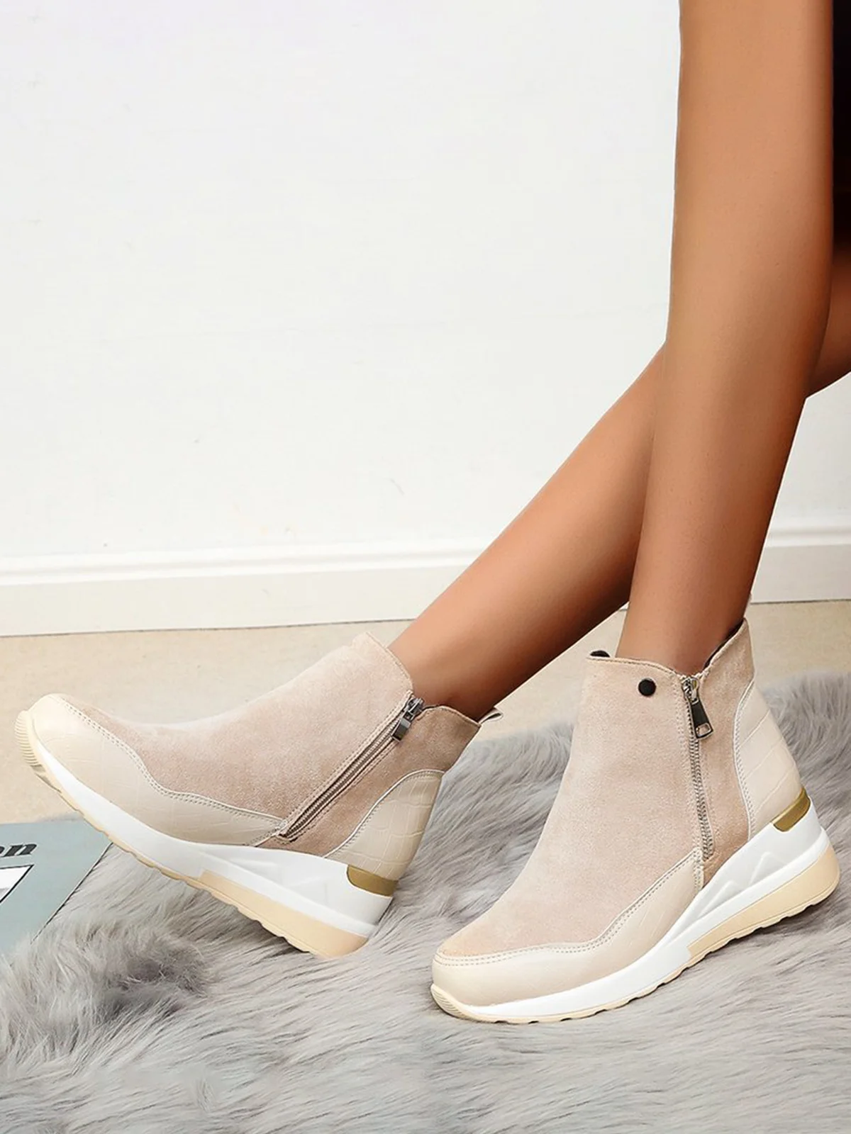 Faux Suede Panel Sports Booties