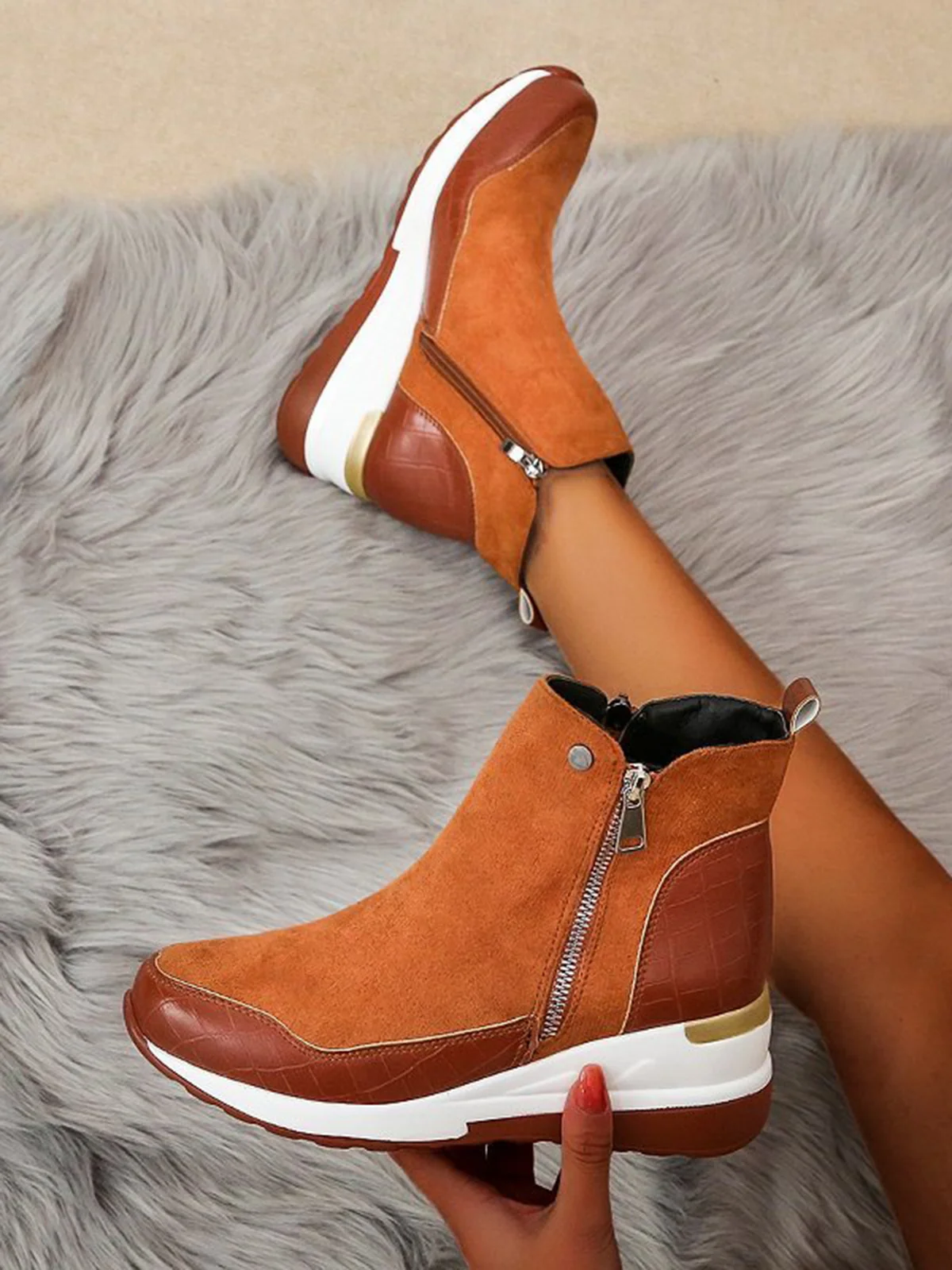 Faux Suede Panel Sports Booties