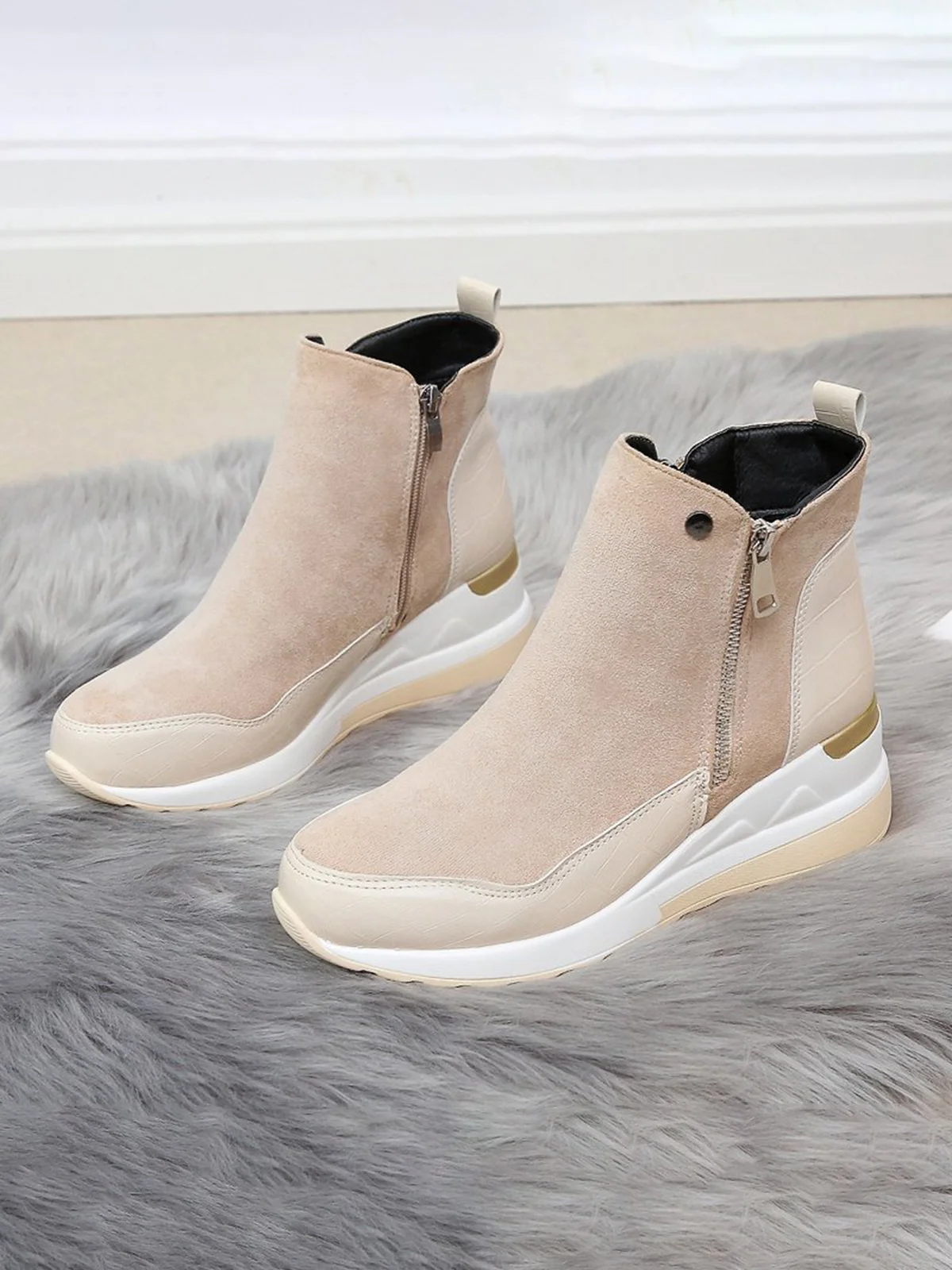 Faux Suede Panel Sports Booties