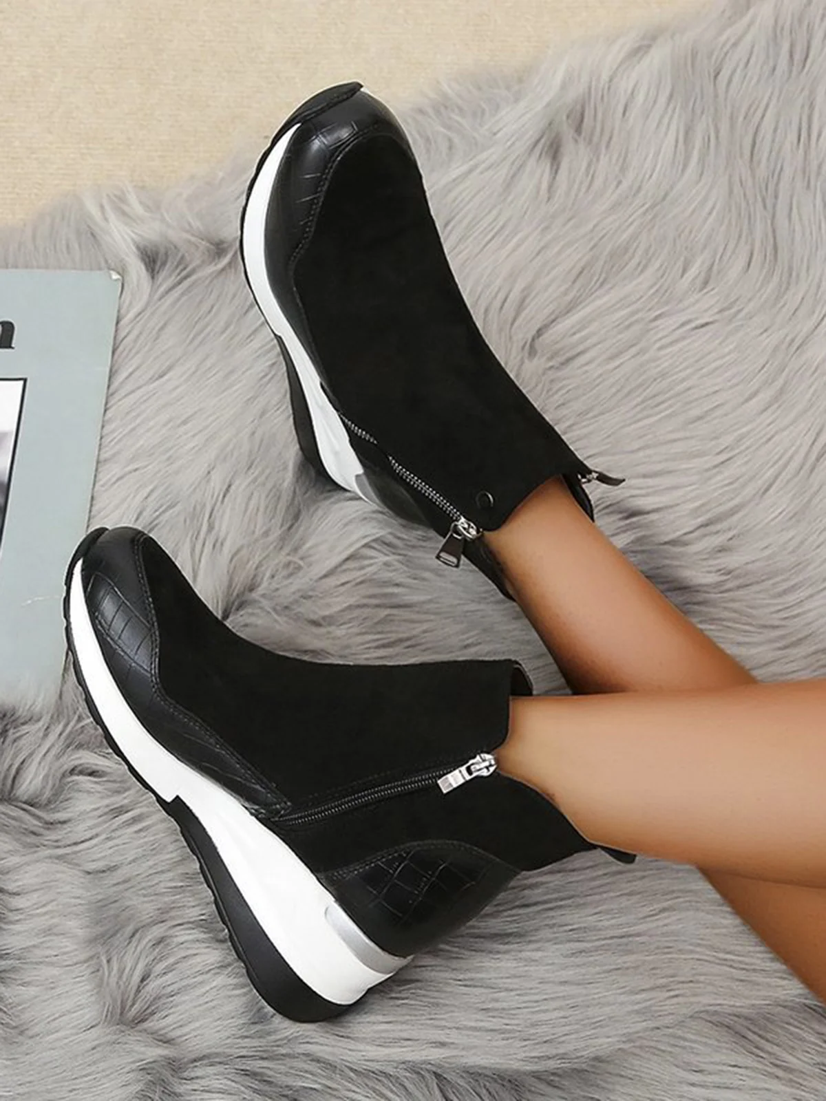 Faux Suede Panel Sports Booties
