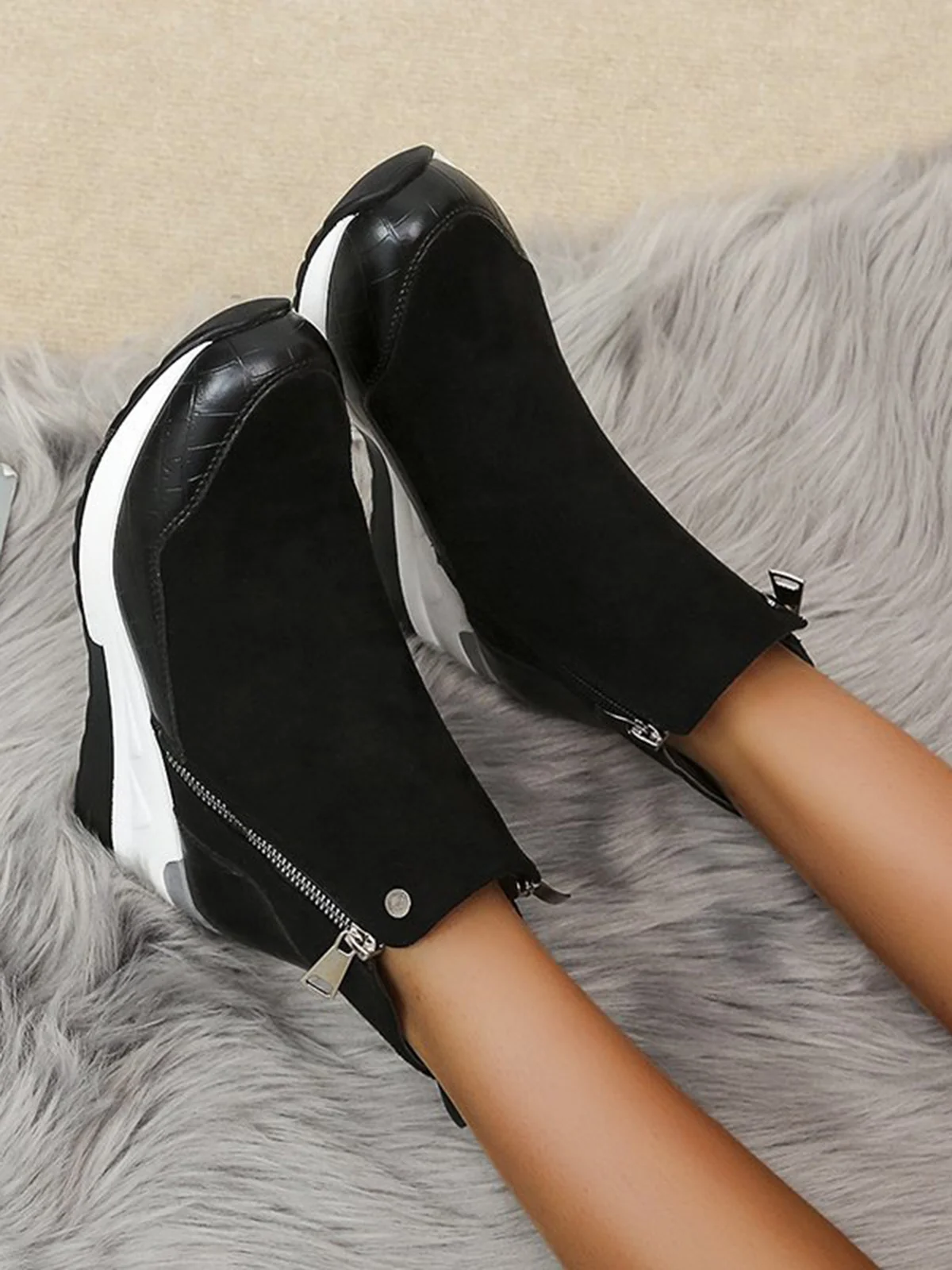 Faux Suede Panel Sports Booties