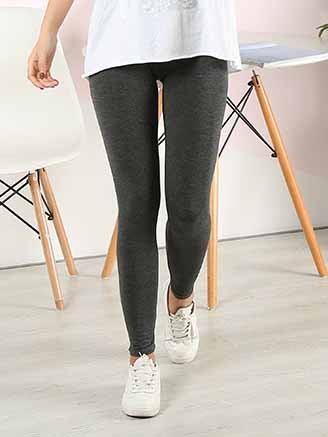 Cotton-Blend Solid Tight Leggings