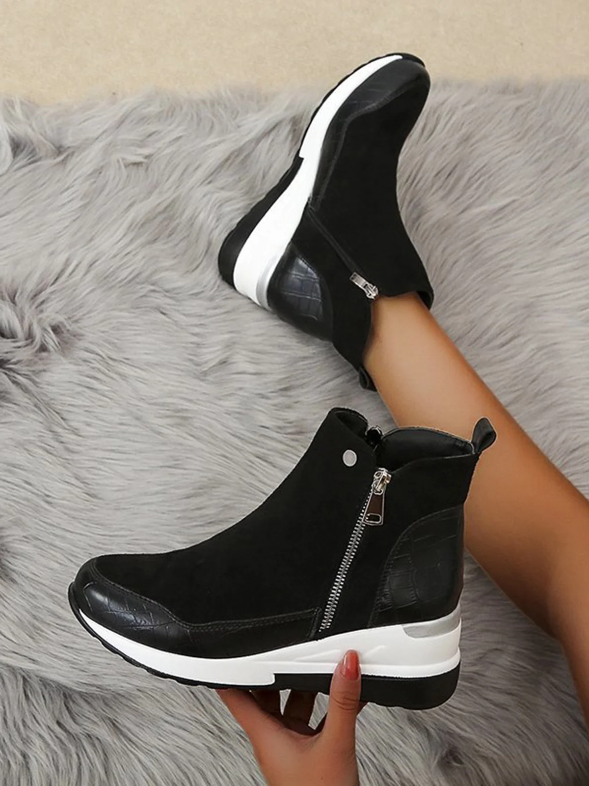 Faux Suede Panel Sports Booties