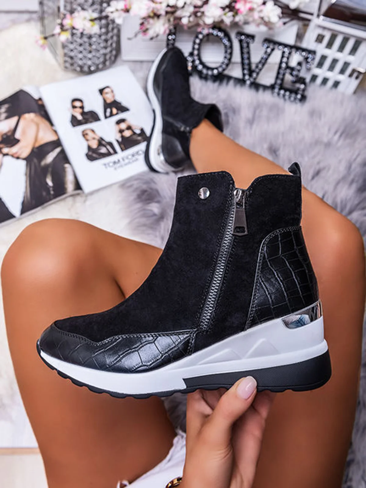 Faux Suede Panel Sports Booties
